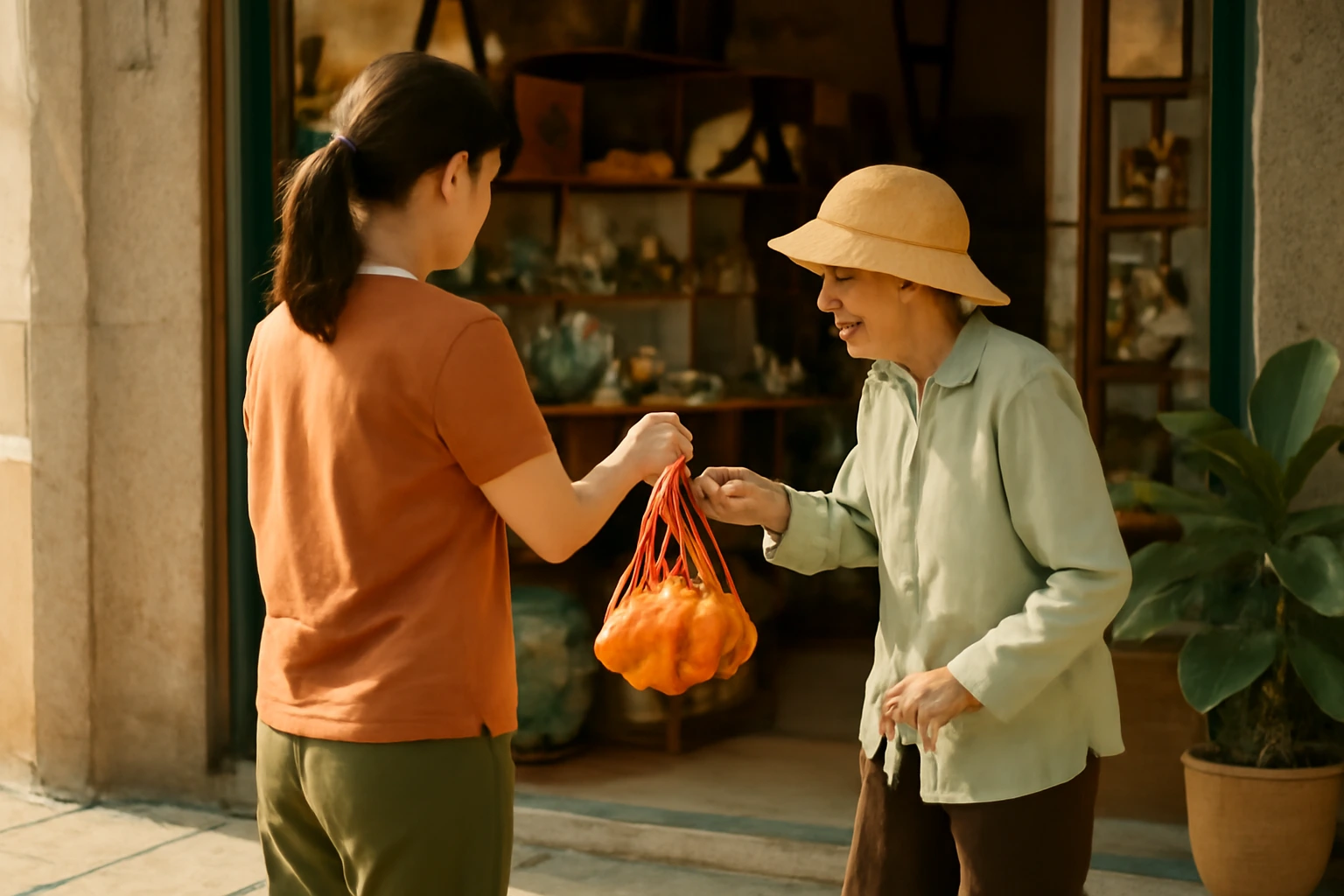 Phát quà sau lễ cúng cô hồn trước cửa hàng: cách chia đồ cho trẻ em và người qua đường mà không chen lấn